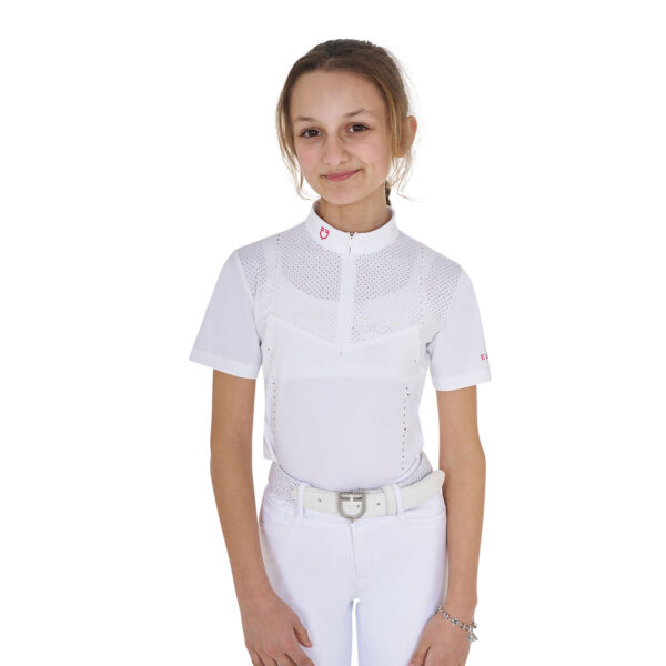TEKMOVALNA POLO MAJICA SLIM FIT ZA DEKLICE IZ PERFORIRANE TKANINE