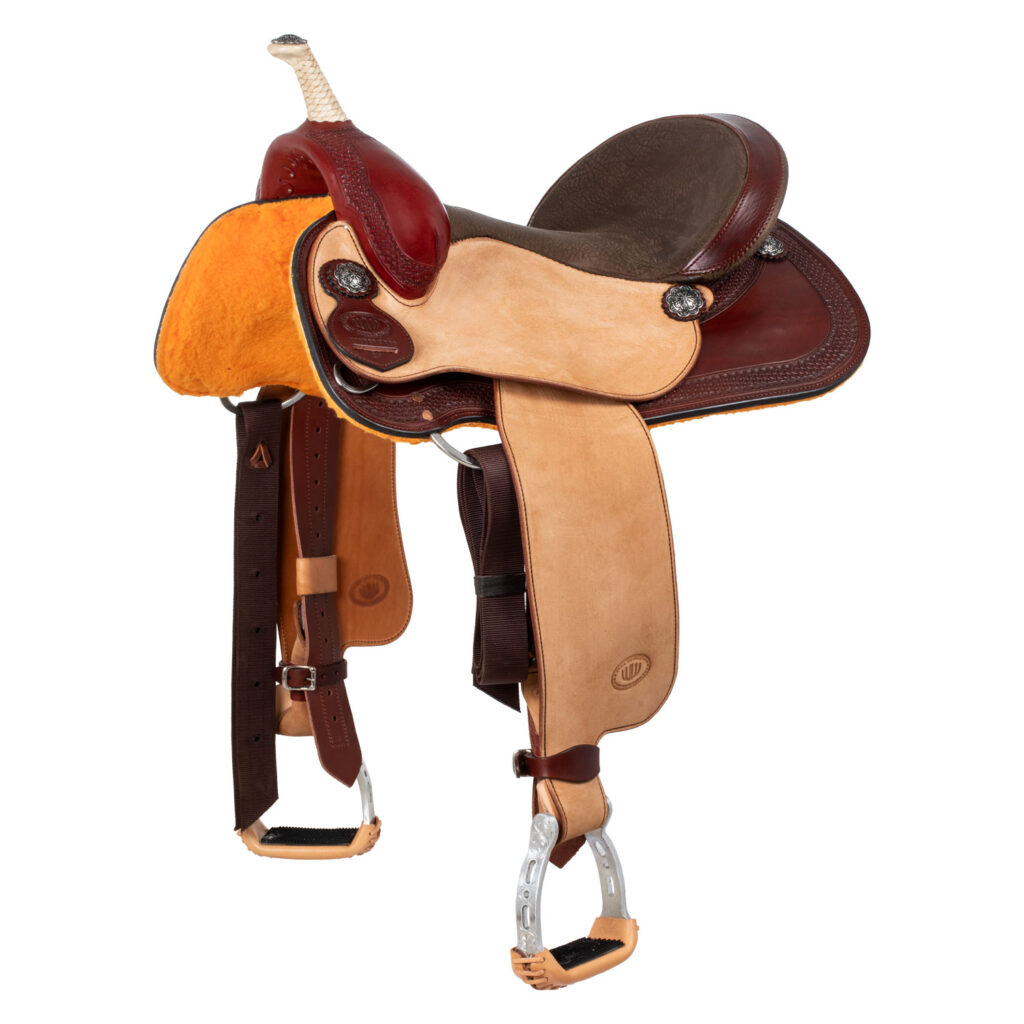 SELLA WESTWOOD BASIC BARREL MJ BURGUNDY/REVERSE NATURAL BORDER BASKET TOOLING