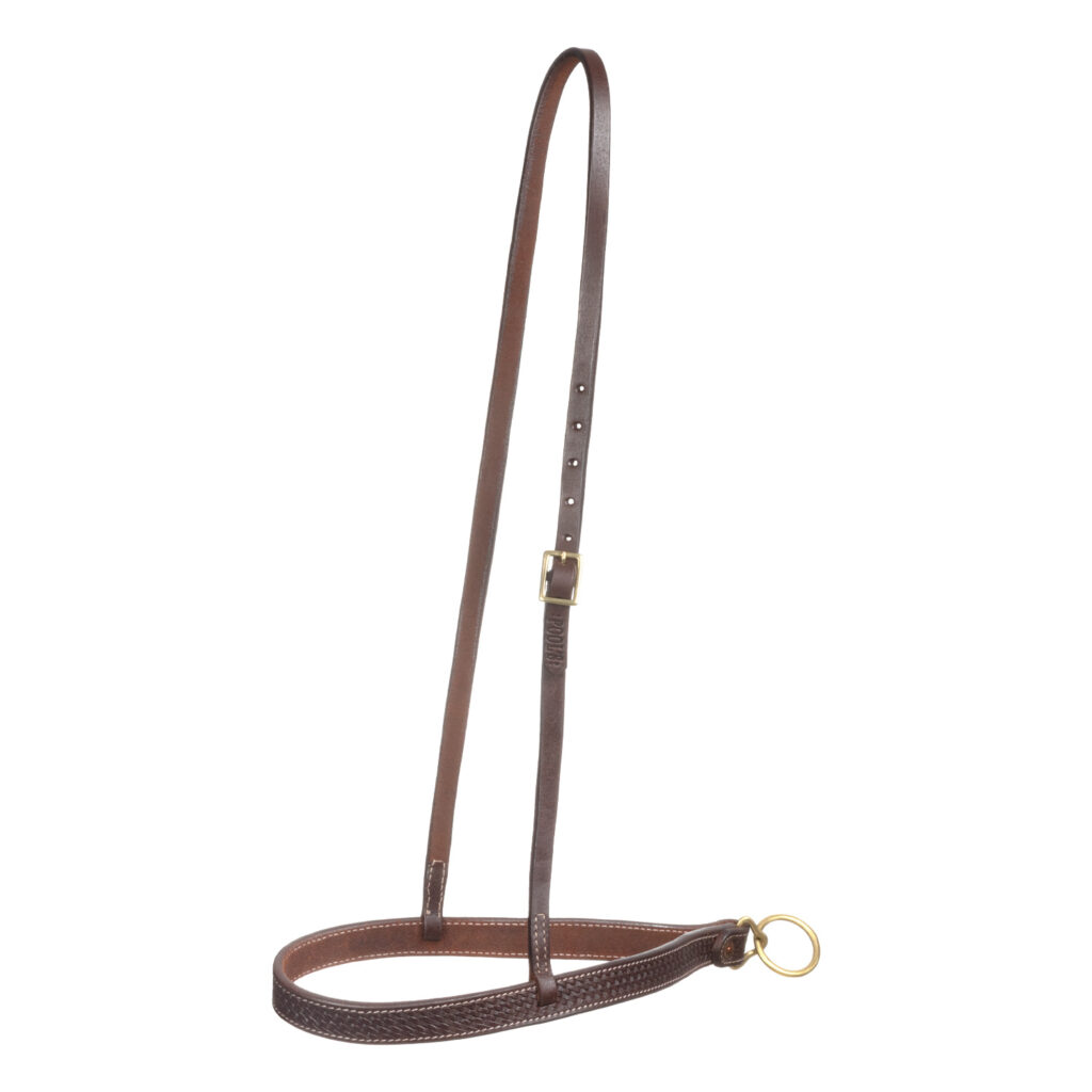 USNJENA ČELNA UZDA ZA ČEZ ENO UHO IN JEKLENIMI ZAPONKAMI