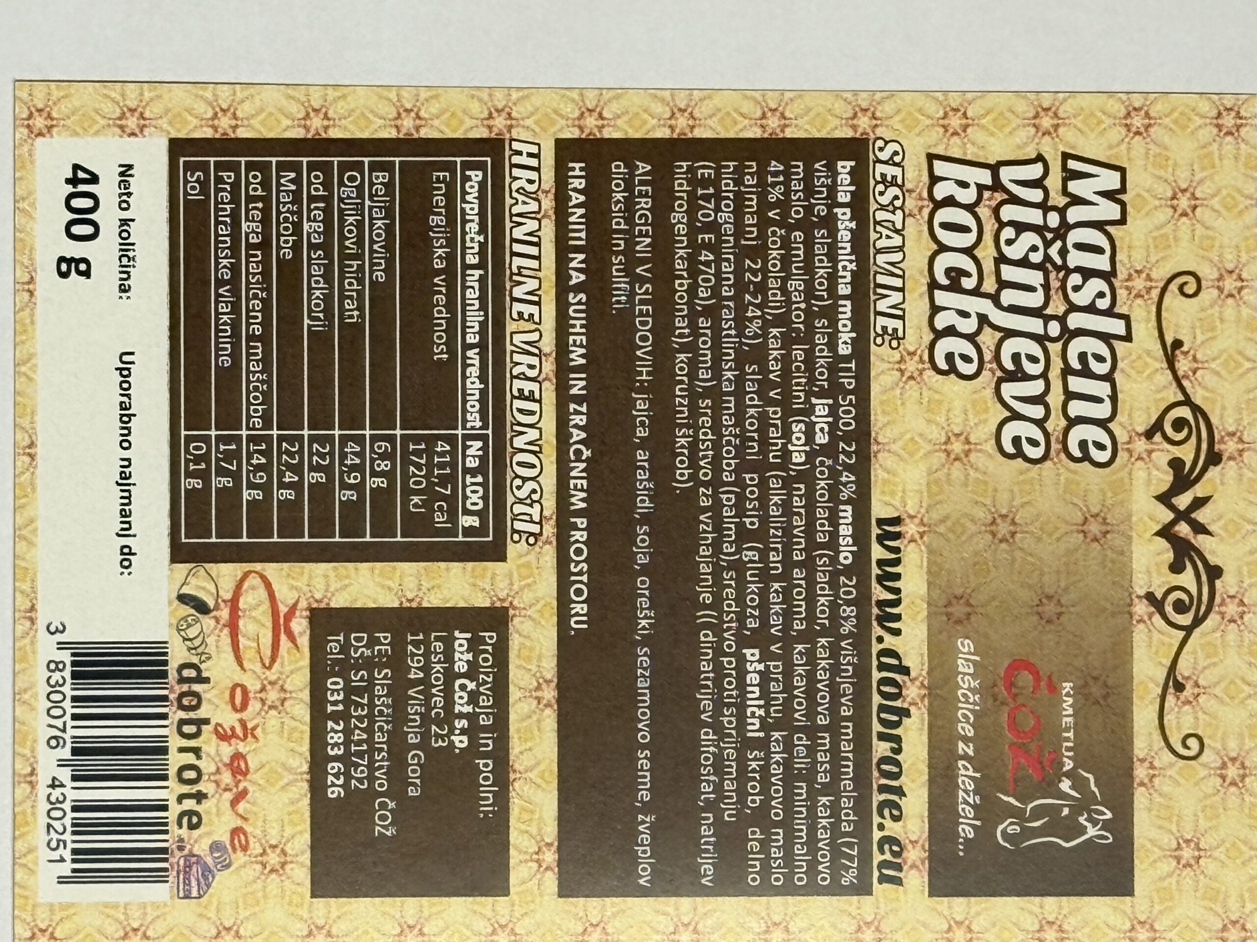 MASLENE VIŠNJEVE KOCKE 400G - slika 4